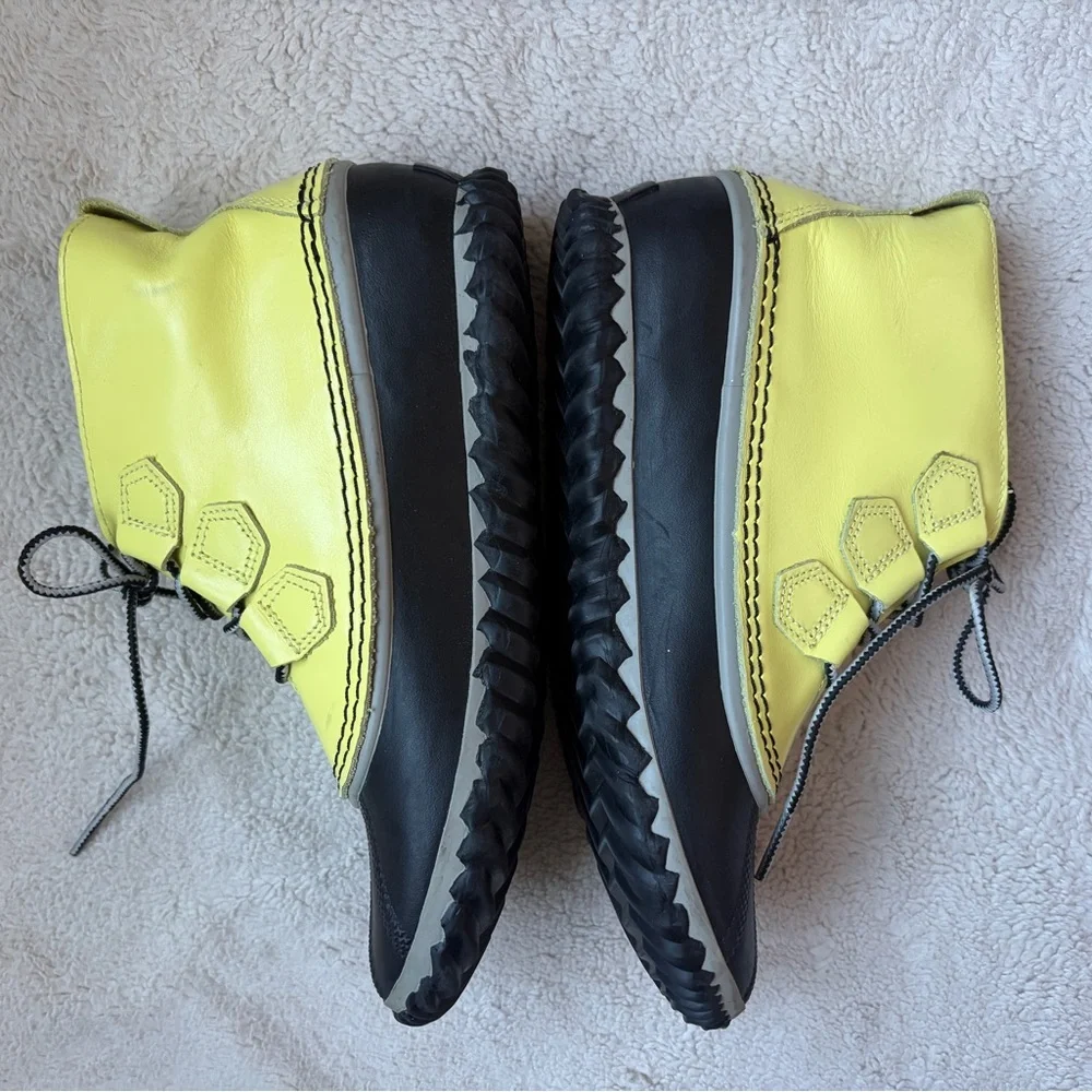 Sorel Out And About Yellow and Black Winter or Rain Boots Women Size 9